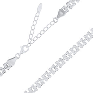 A sterling silver fancy link chain necklace