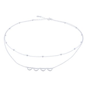A layered 925 sterling silver necklace four linked hearts
