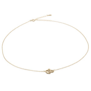 A linked open heart and circle gold plated necklace