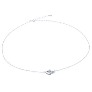 A linked open heart and circle sterling silver necklace