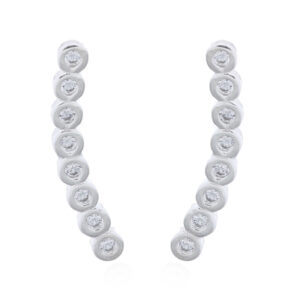 A pair of 925 sterling silver round cz curved climber stud earrings