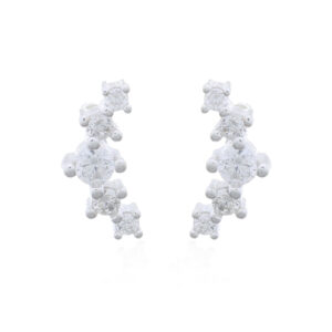 A pair of curved round cz 925 sterling silver climber stud earrings