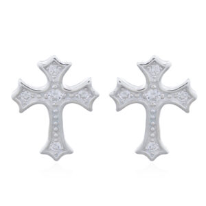 A pair of 925 sterling silver cubic zirconia cross stud earrings