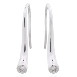 A pair of bezel set white cubic zirconia drop earrings