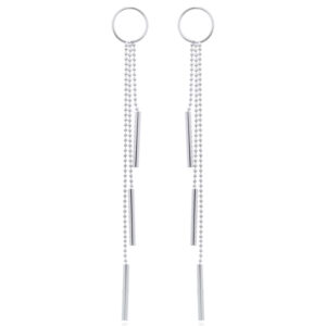 A pair of tassels drop hoop stud earrings 925 sterling silver