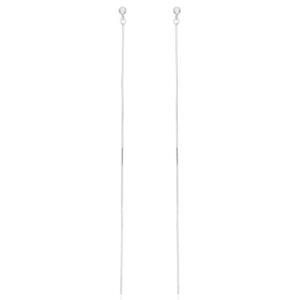 A pair of long snake chain sterling silver round stud earrings