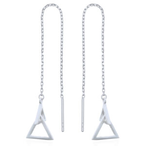 A pair of 925 sterling silver linked triangles thread earrings