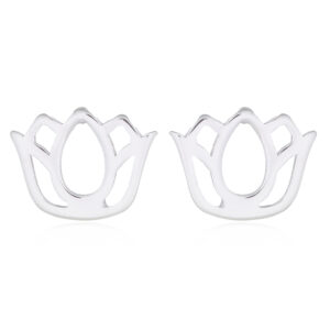 A pair of pretty simple lotus flower stud earrings 925 silver