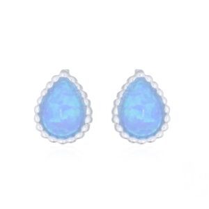 A pair of little teardrop blue opal 925 silver stud earrings