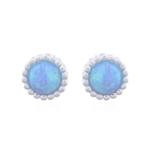 A pair of faceted mini blue opal 925 sterling silver stud earrings