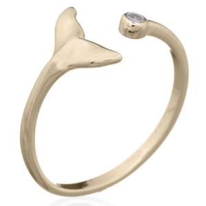 A mermaid tail cz yellow gold plated open ring