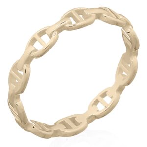 A d anchors linked yellow gold plated 925 stack ring