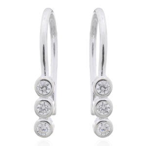 A pair of round cz three stone 925 sterling silver dangle earrings