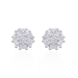 A pair of round pave clear cubic zirconia 925 silver studs