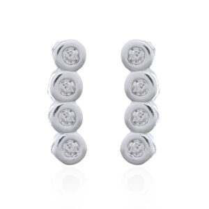 A pair of curved row clear cz 925 silver stud earrings