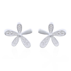 A pair of cute flower clear cz pave 925 sterling silver stud earrings