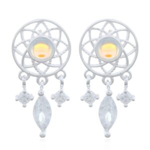 A pair of 925 silver stud earrings dreamcatcher clear cz and glass