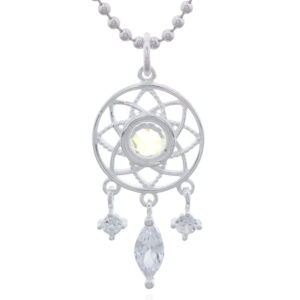 A 925 silver dreamcatcher pendant clear cz stones and glass