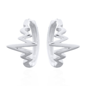 A pair of 925 sterling silver heartbeat hoop earrings