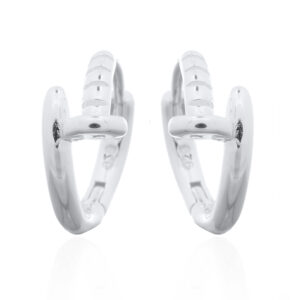 A pair of 925 sterling silver curled nail hoop earrings