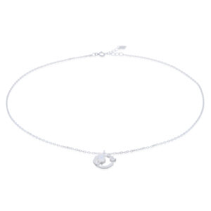 A 925 silver feather crown glass and cz stones necklace