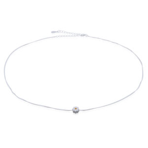 A 925 silver double sided enamel daisy flower bead necklace