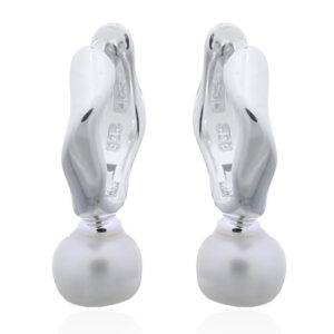 A pair of fancy fresh water pearl hoop earrings