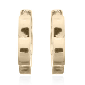 A pair of flower gold plated 925 silver huggie hoop earrings