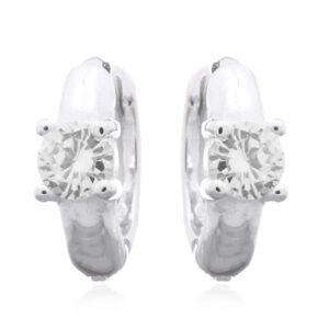 A pair of endearing mini cubic zirconia huggie 925 silver earrings