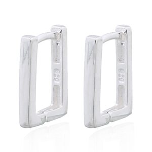 A pair of rectangle hinged huggie 925 silver earrings
