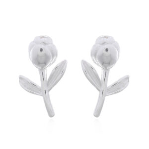 A pair of tiny rose 925 silver stud earrings