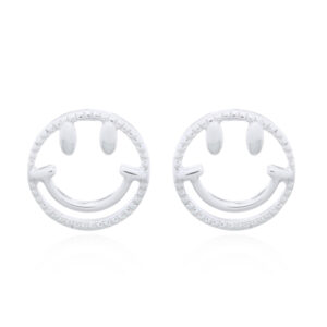 A pair of happy cute smiley emoji 925 silver stud earrings