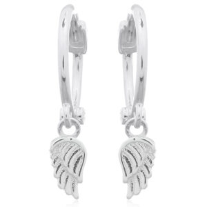 A pair of tiny angel wing huggie earrings 925 silver