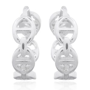 A pair of classic gucci link 925 silver huggie earrings