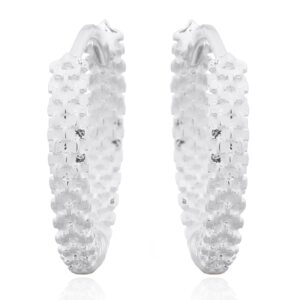 A pair of carved stylish 925 silver huggie earrings