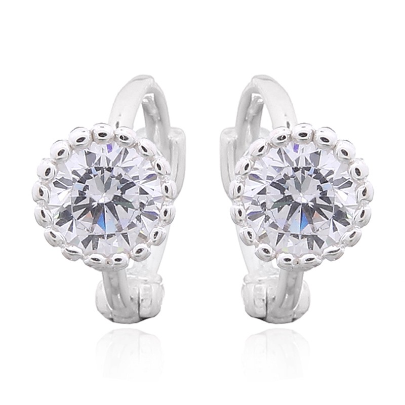 A pair of mini cupcake figure cubic zirconia huggie earrings 925 silver