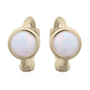 A pair of 925 sterling silver mini white opal huggie gold plated hoop earrings