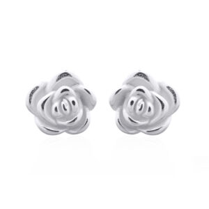 A pair of plump petal rose 925 sterling silver stud earrings