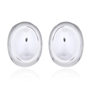 A pair of plain sterling silver oval shaped stud earrings