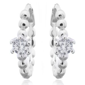A pair of round white cz 925 silver donut hoop earrings