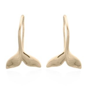 A pair of whale tail gold plated 925 silver drop earrings