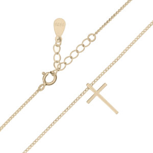 A plain cross gold plated 925 silver curb chain necklace