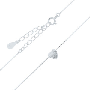 A heart crumpled surface box chain 925 silver necklace
