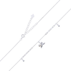 A 925 silver necklace mix chains whale tail clear cz and pearl