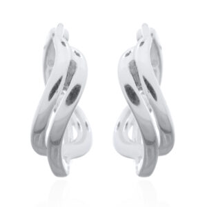 A pair of hinged intertwined 925 silver hoop earrings double s pattern