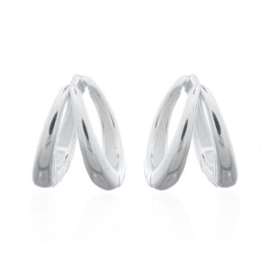 A pair of 925 sterling silver split double hoop earrings with hinge