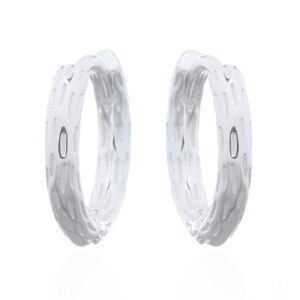 A pair of hinged tree bark texture 925 sterling silver huggie earrings