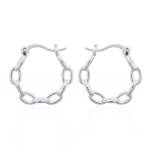 A pair of round cable chain link replica 925 silver hoop earrings