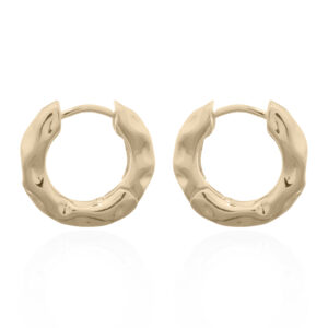 A pair of squashed surface hinged gold plated 925 silver hoop earrings