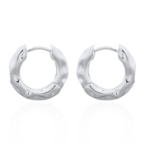 A pair of squashed surface hinged 925 silver hoop earrings